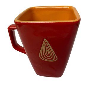 Vintage DISARONNO Square Mugs Cups‎ Red Orange Ceramic Made in Italy 13oz